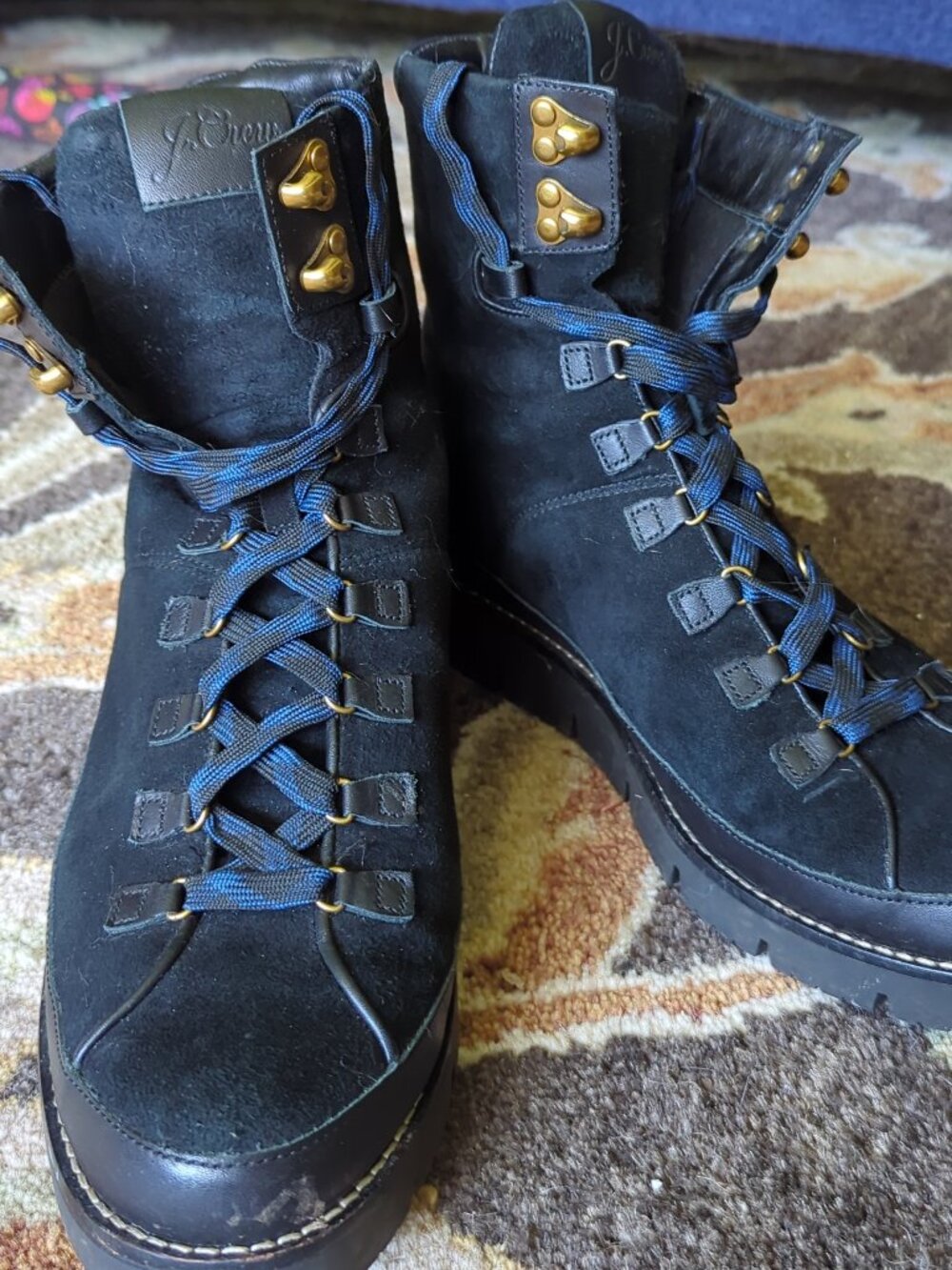 Black suede J Crew lace up boots